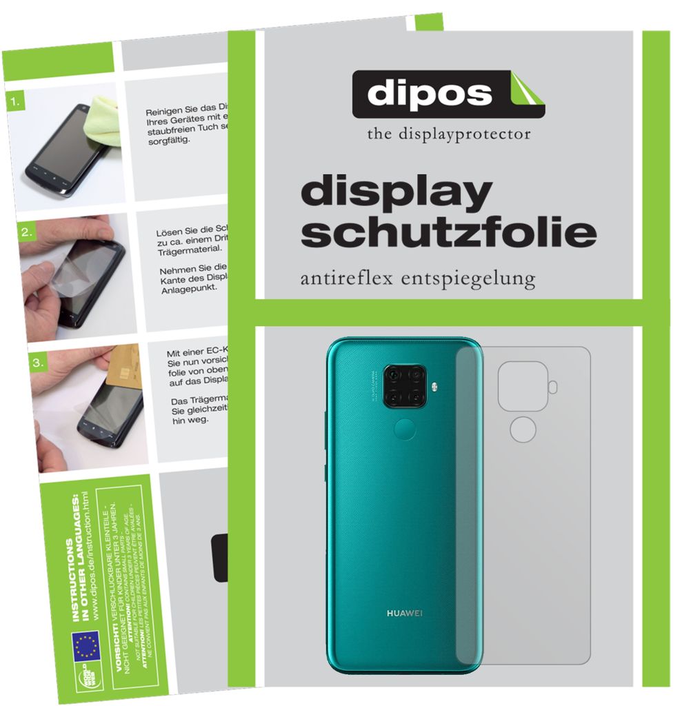 6x Schutzfolie für Huawei nova 5z Rückseite matt Displayschutzfolie Folie Display Schutz dipos