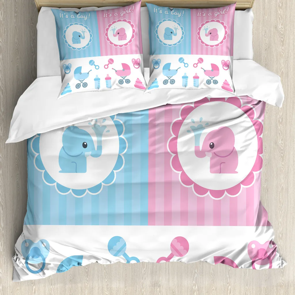 Couette bébé anti-acariens et hypoallergénique 155x220 rose bleu doux