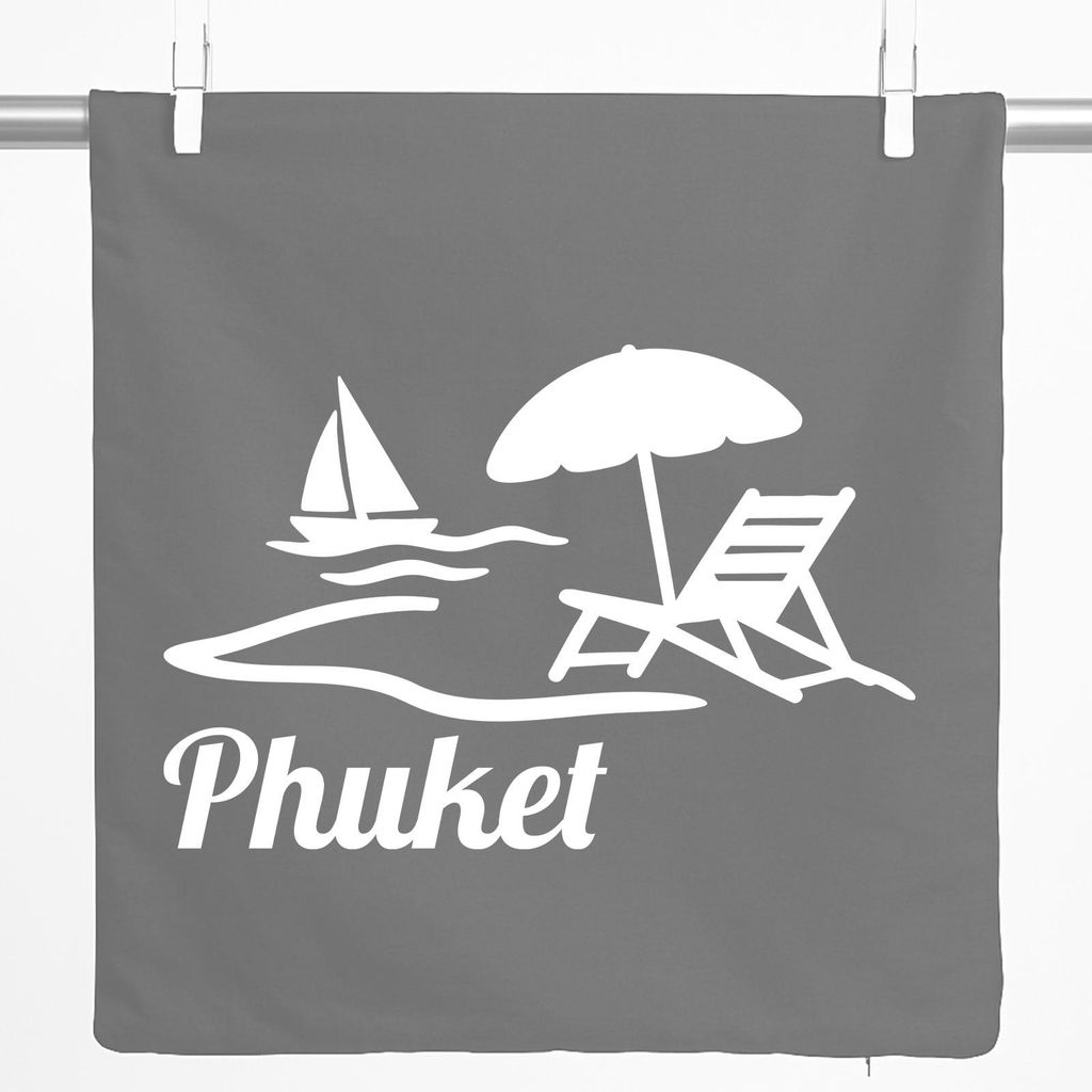 Huuraa Kissenbezug Phuket Inselmotiv Thailand 40x40cm Steel Grey Baumwolle Dekokissenbezug Geschenkidee