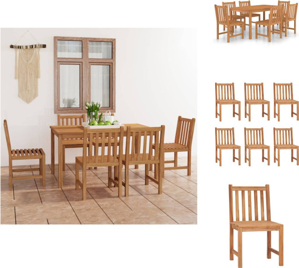 vidaXL 7-tlg. Garten-Essgruppe Massivholz Teak - Gartenmöbel-Sets
