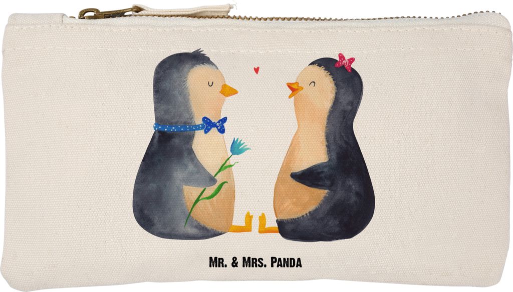 Mr. & Mrs. Panda Mäppchen Pinguin Pärchen Größe S Klein - Weiß - Geschenk, Hochzeit, Verknallt, Kosmetiktasche, Schminktasche, toiletry bag, L...