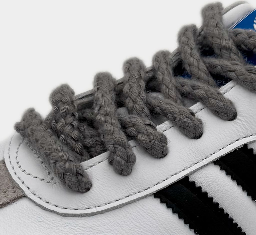 Cord Schnürsenkel runde dicke Laces Sneaker Adidas Samba Campus Spezial Jordan - 120 cm, Grau