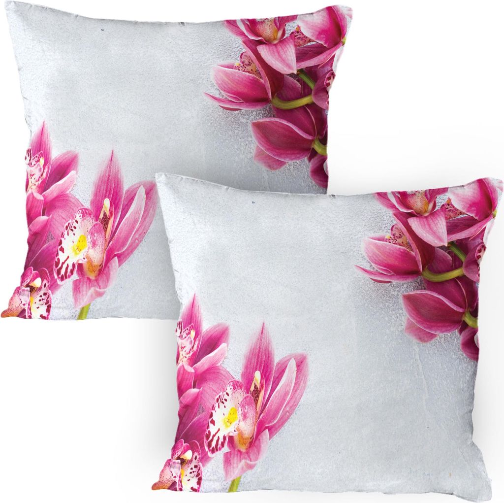 ABAKUHAUS Blumen Kissenbezug Packung mit 2, Orchideen auf einem einfachen Hintergrund Spa Entspannung Thema, Dekorativer Gedruckter Kissenbezug, 80...