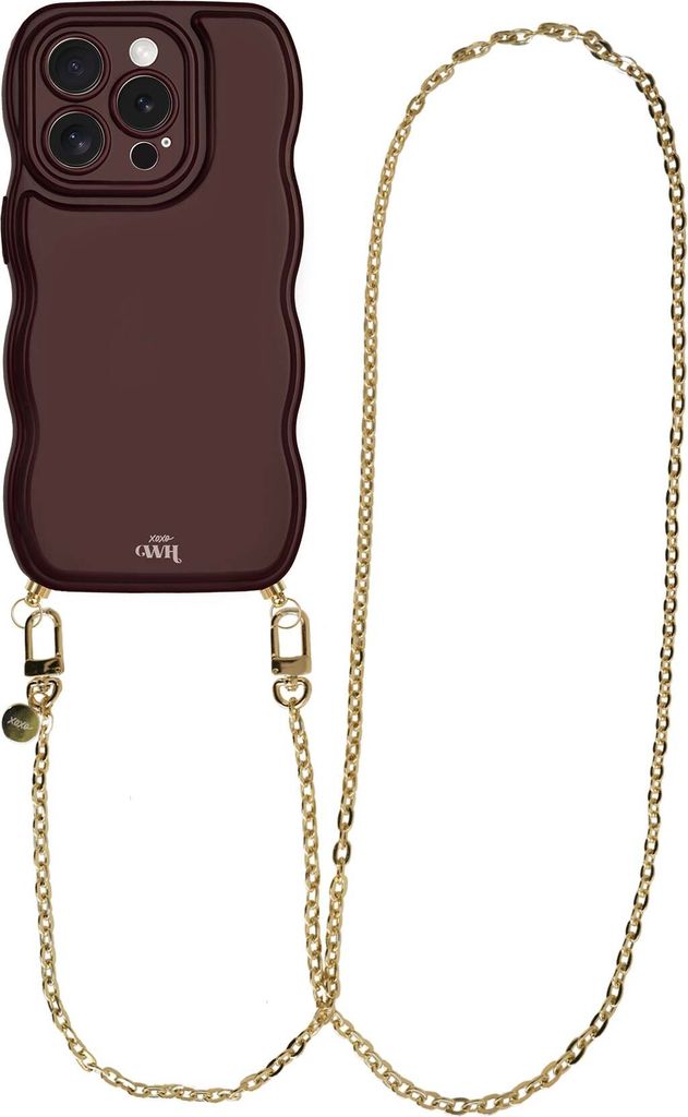 Glossy Wavy Cord Hülle Burgundy - Dreamy (Lange Handykette) - Kompatibel mit iPhone 13 Pro Max