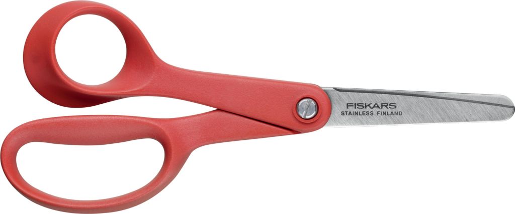 Fiskars Classic Kinderschere / ab 8 Jahre, Kind, Gerader Schnitt, Einzelbild, Rot, Silber, Metall, Linkshändig