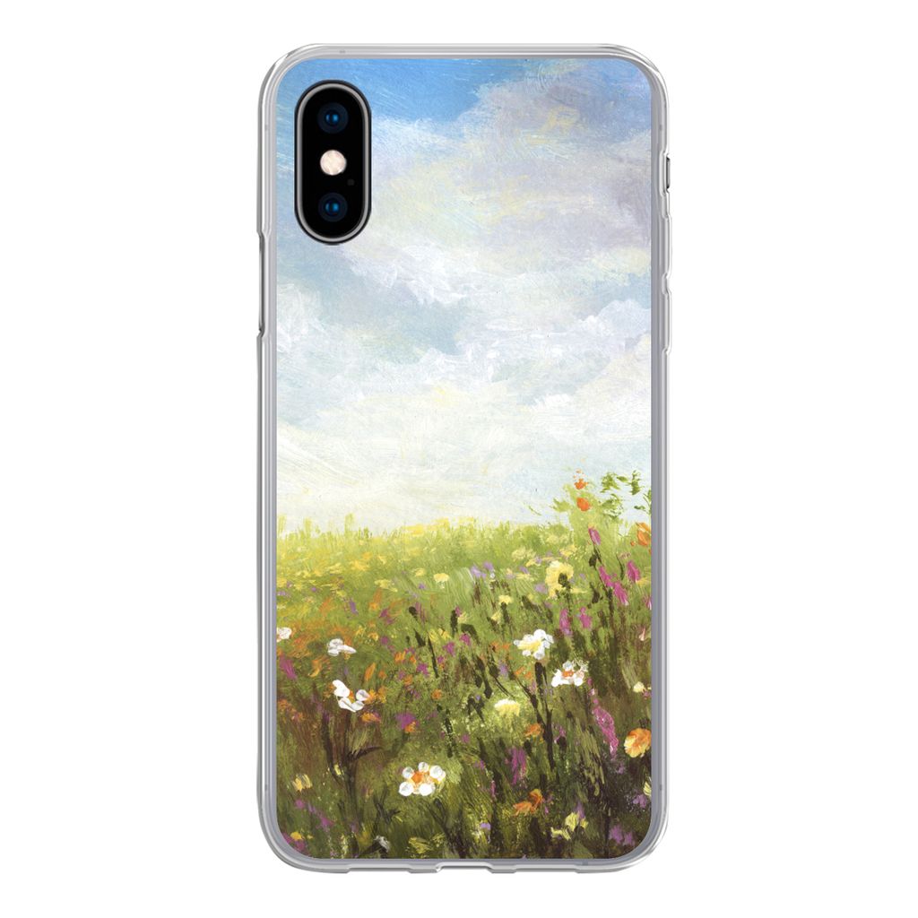 MuchoWow Handyhülle Schutzhülle Hülle für iPhone X Sommer - Blumen - Ölfarbe Silikon Softcase Handy Hülle - Handyhülle