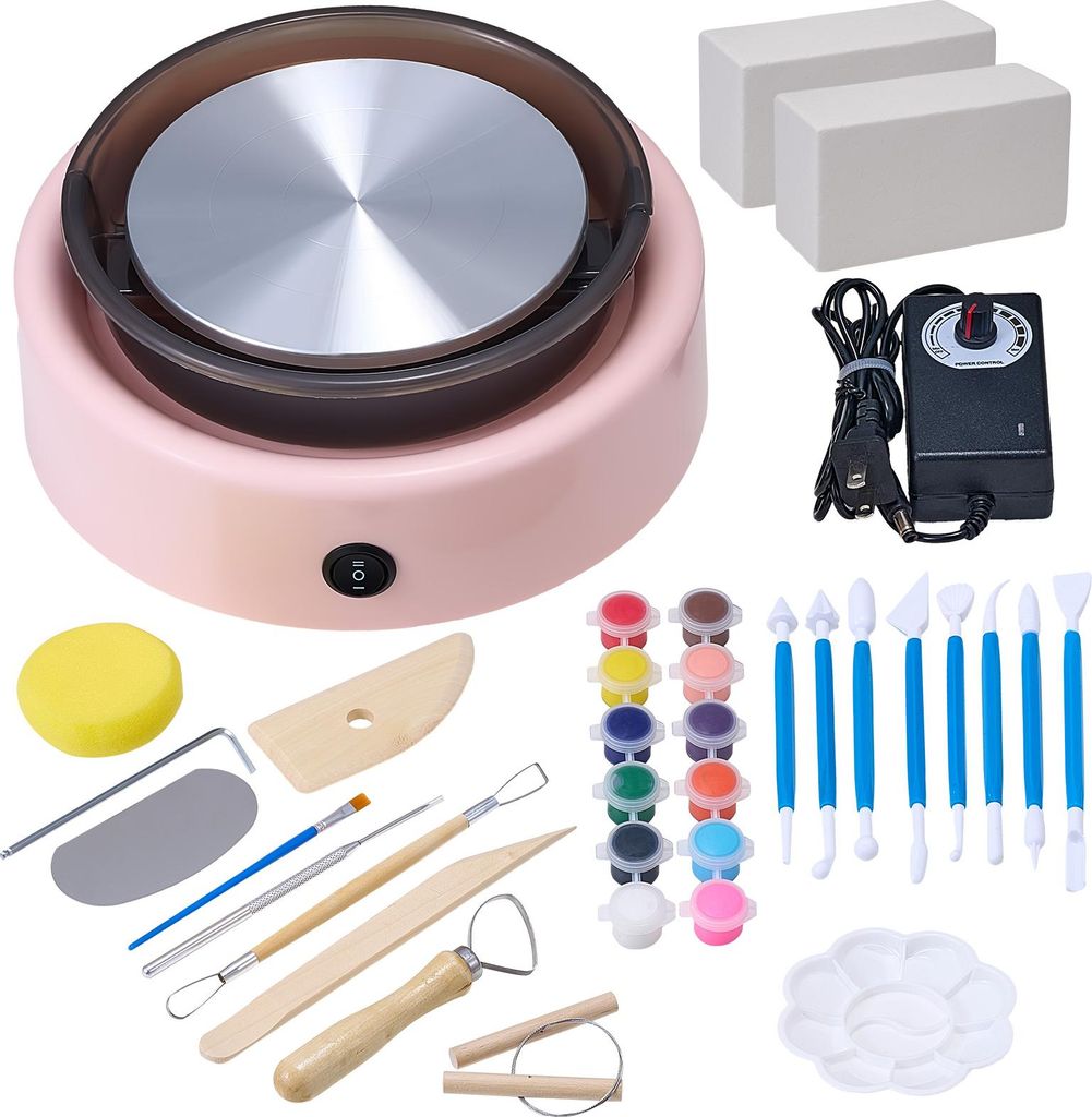 VEVOR Mini Töpferscheibe Maschine 158 mm Drehteller mit einstellbarer Rotationsgeschwindigkeit (0-140 U/min), elektrische Tonscheibe mit Tonformun...
