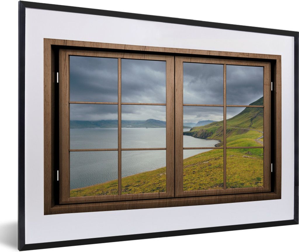 MuchoWow MuchoWow Gerahmtes Poster Aussicht - Wasser - Natur 60x40 cm - Poster mit zchwarzem Bilderrahmen - Schlafzimmer - Plakat in Rahmen - D...
