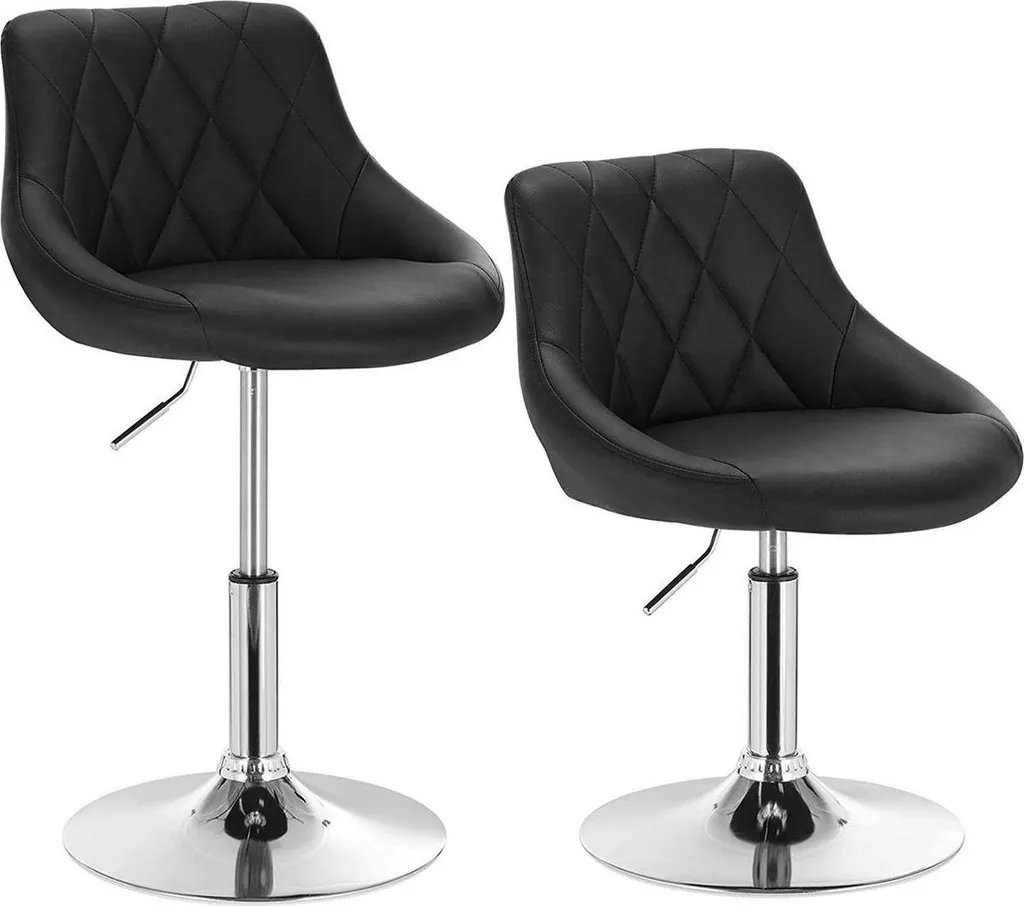 Tabouret de bar réglable Norino Deluxe pivotant 360° en métal et noir