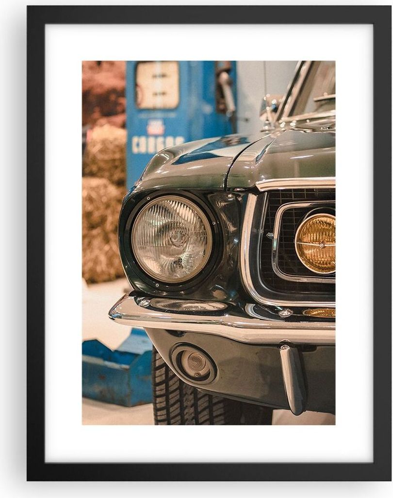 Gerahmtes Poster - Schwarzer Rahmen - Abdeckung Ford Mustang - 30x40 cm - Wand Bild - Wanddeko - Wandbilder - Kunstposter - Wandposter - Bilderrahm...