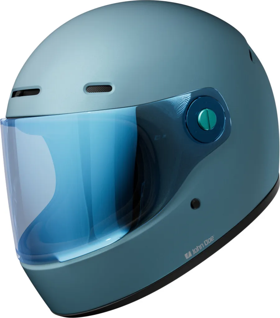 Casque John Doe JD/One bleu mat S 55/56 anti-buée et ultra léger pour moto
