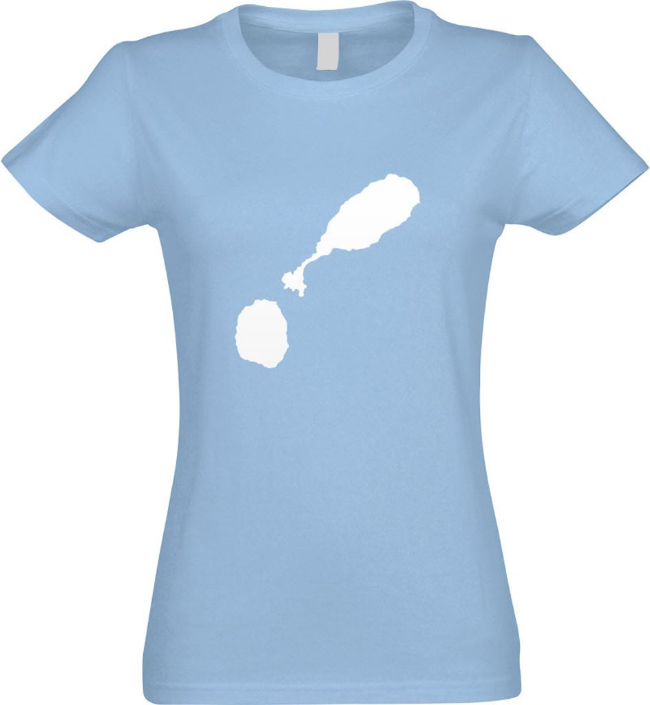 Kiwistar - T-Shirt tailliert - Damen - himmelblau - St. Kitts und Nevis Umriss Kontur - mit Motiv Bedruckt - Funshirt Design - Sport - Freizeit - D...