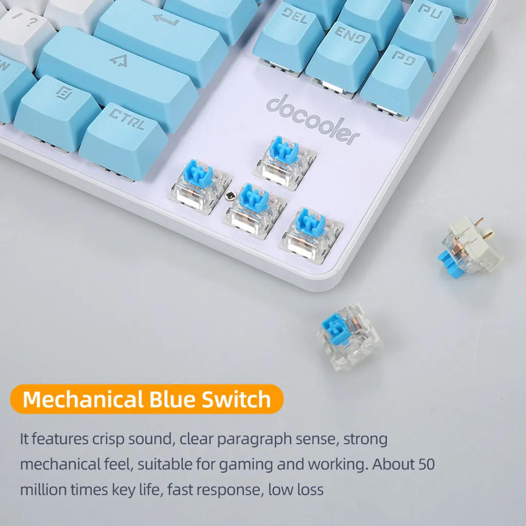Clavier mécanique 87 touches docooler interrupteur bleu et rétroéclairé - 7