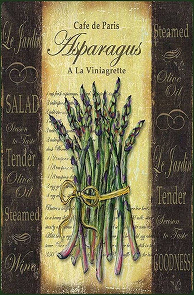 vianmo Holzschild 30x20 cm Cafe de Paris Asparagus Spargel