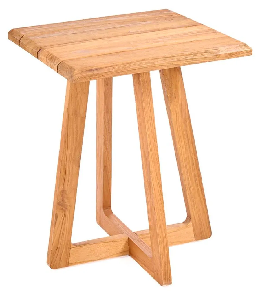 Mange-debout en teck brut 70x70 cm - Bar haut style scandinave