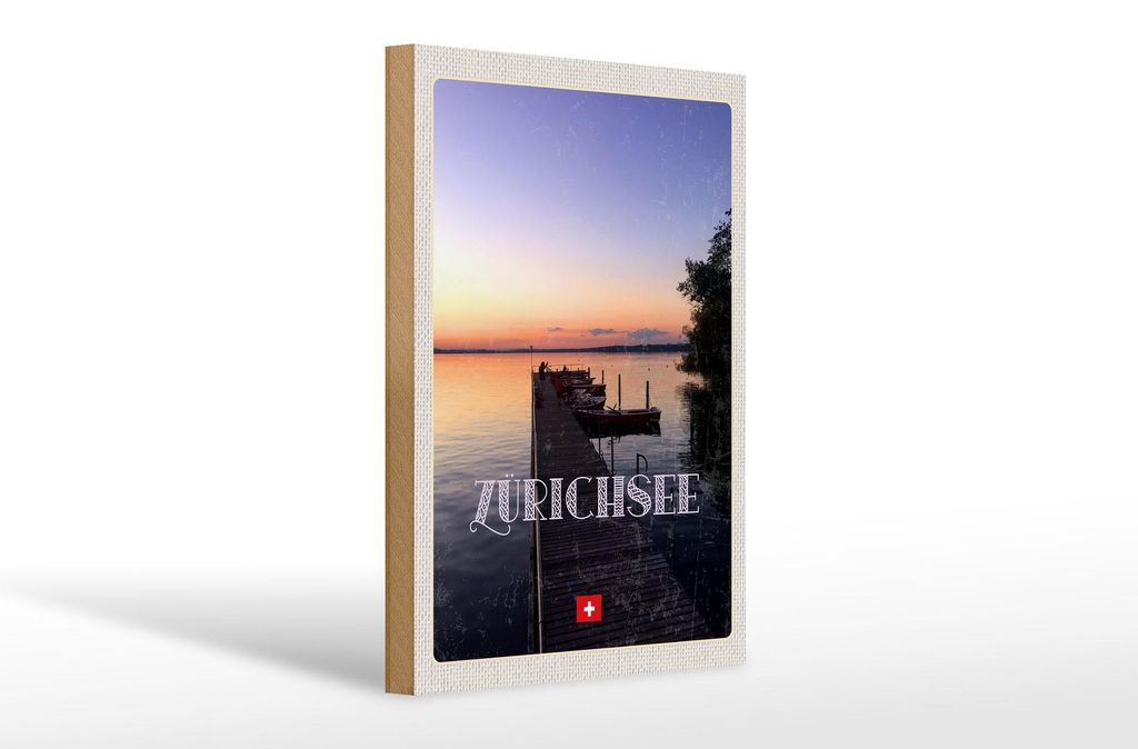 Holzschild Reise 20x30cm Zürich Schweiz Zürichsee Natur Produktbild 