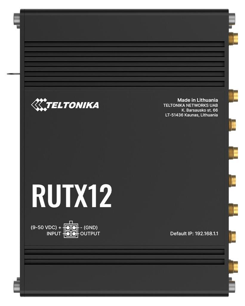 Teltonika RUTX12, Mobilný sieťový smerovač, Čierna, Hliník, Obrázok produktu 