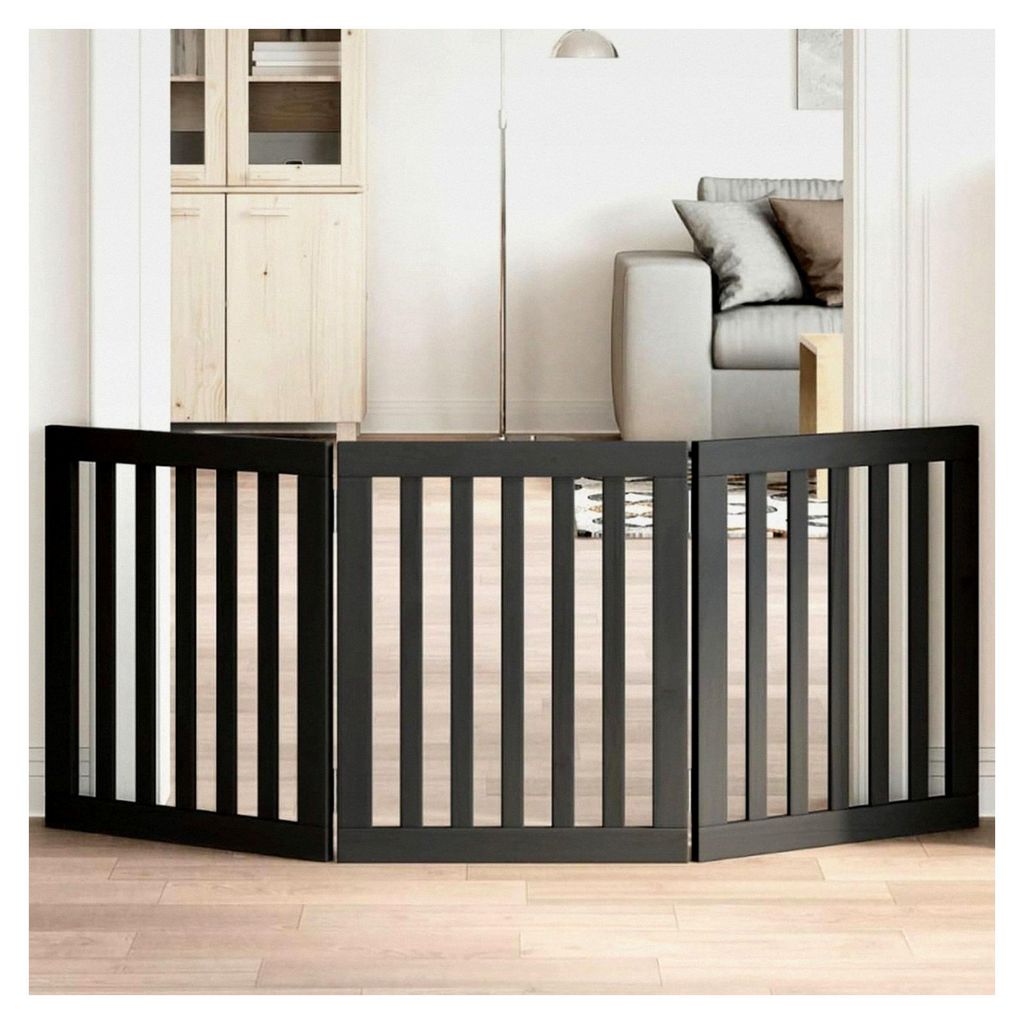 3-teiliges faltbares Hundetor Schwarz 150 cm Pappelholz, modulares Haustiertor für Zimmerdurchgänge und Korridore für kleine Tiere wie Hunde und...
