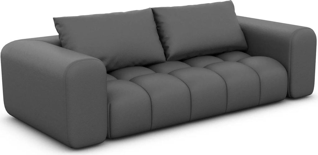 Echtleder 3-Sitzer Couch Lavera Dunkelgrau