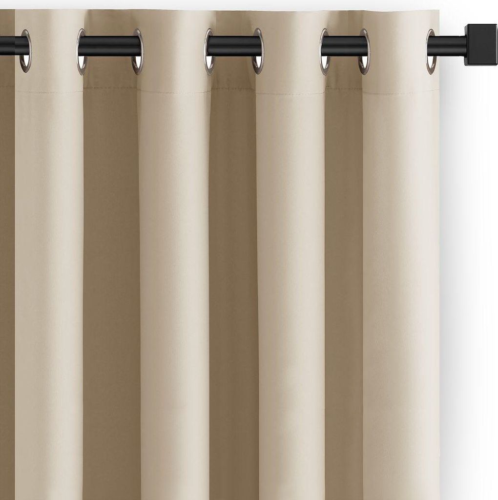 Gardine Ösen Vorhang Ösenvorhang Verdunkelnd Einfarbig 140x250 cm Hell Beige Carli