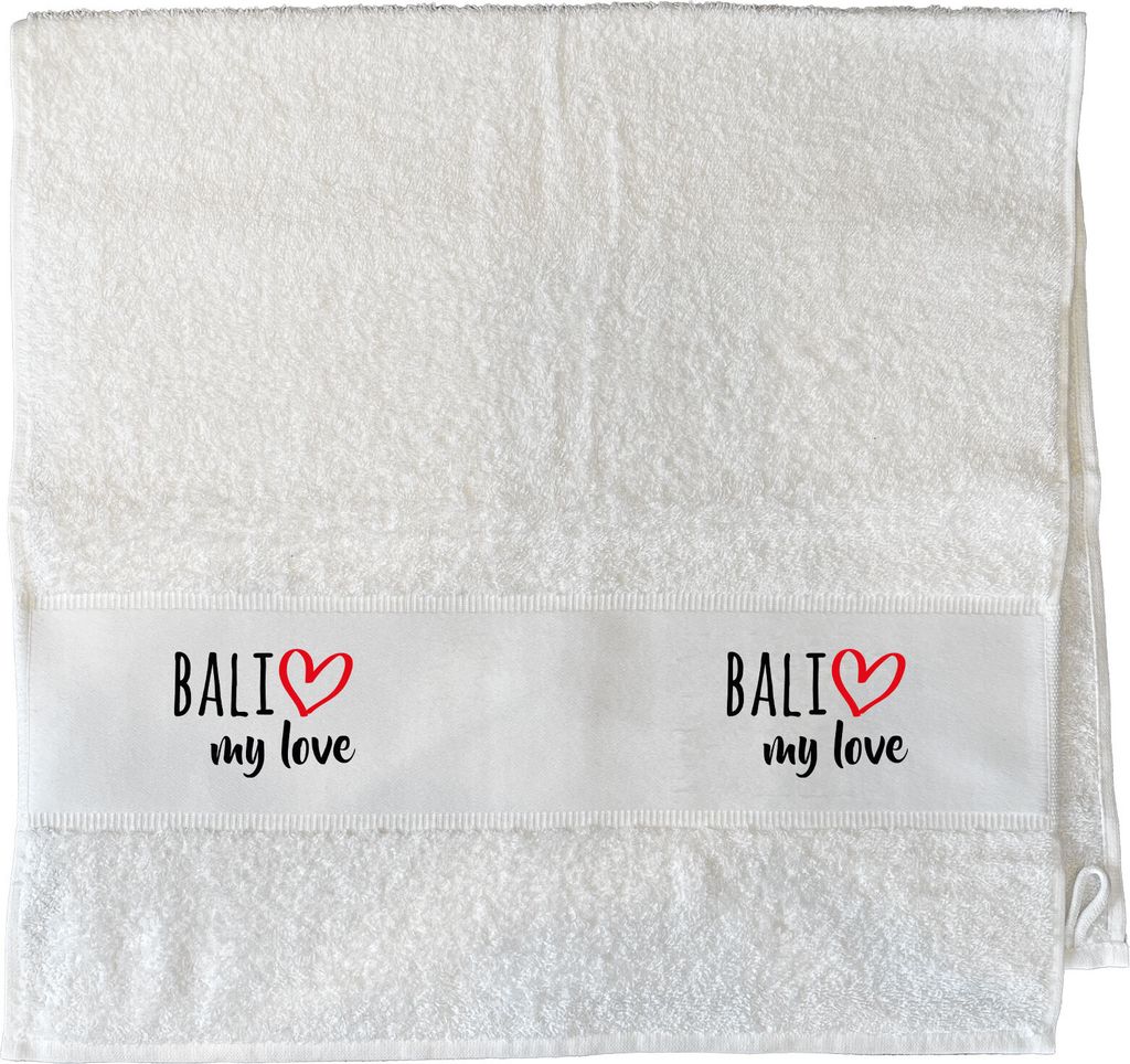 Huuraa Handtuch Bali my love 50x100cm White Baumwolle Handtuch Geschenkidee