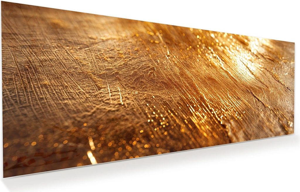 Glasbild 125x50cm in XXL für Wohnzimmer, Schlafzimmer Motiv Goldene Textur