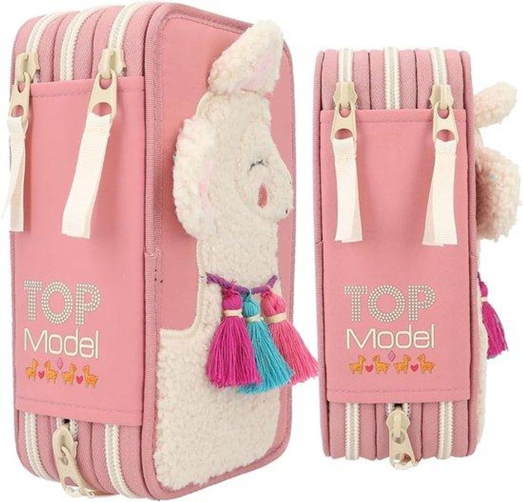 Alpacamotief Kunststof Etui mit Teddy Bären, Farbenfroher Stiftset mit Linial, Schere usw.