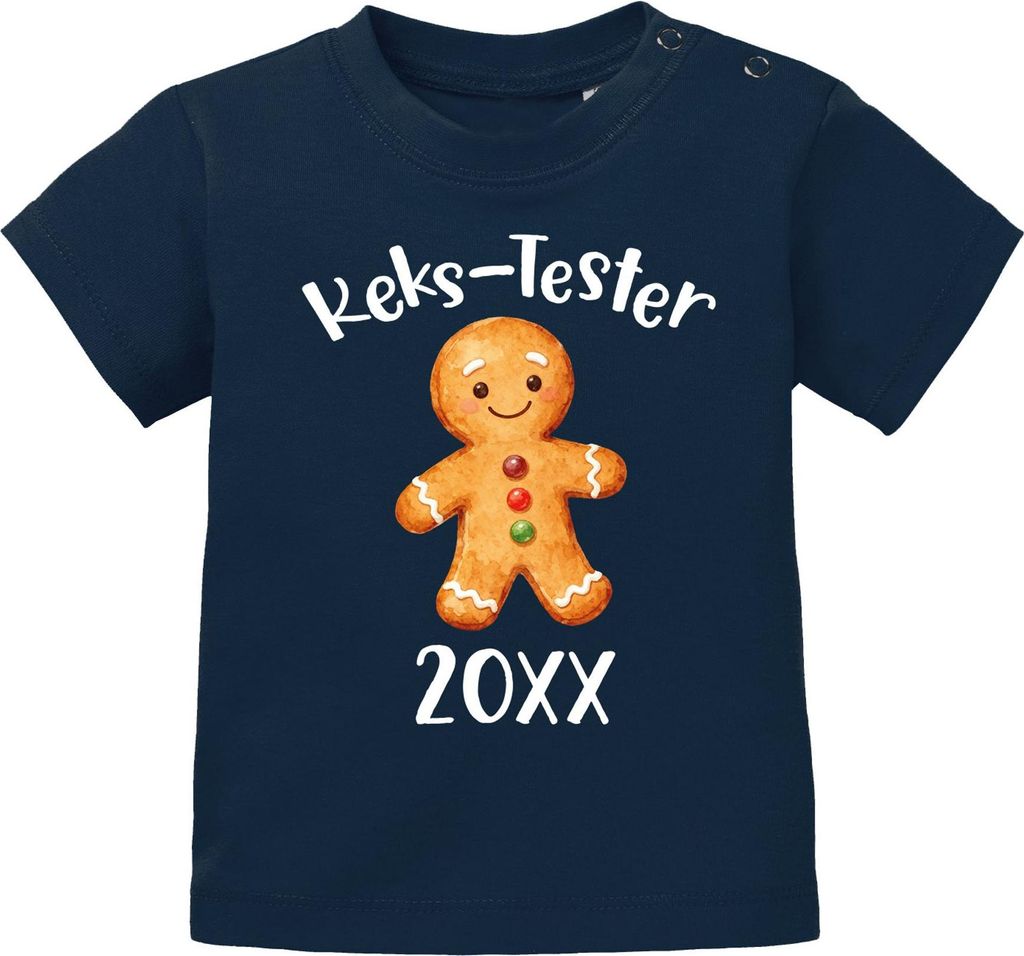 Baby Shirt kurzarm Kekstester Lebkuchen Design Jahreszahl personalisiert Weihnachtsshirt Jungen Mädchen MoonWorks