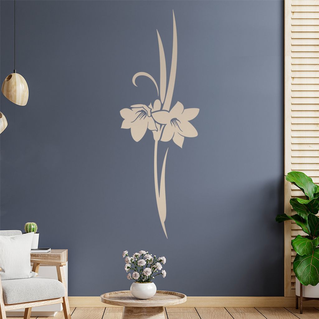 Blumen - Linien Wandtattoo in 6 Größen - Wandaufkleber Wall Sticker - Dekoration, Küche, Wohnzimmer, Schlafzimmer, Badezimmer