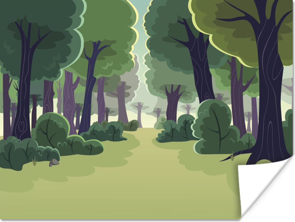 MuchoWow Poster Eine Illustration von Bäumen und Sträuchern 120x90 cm - Wandbild