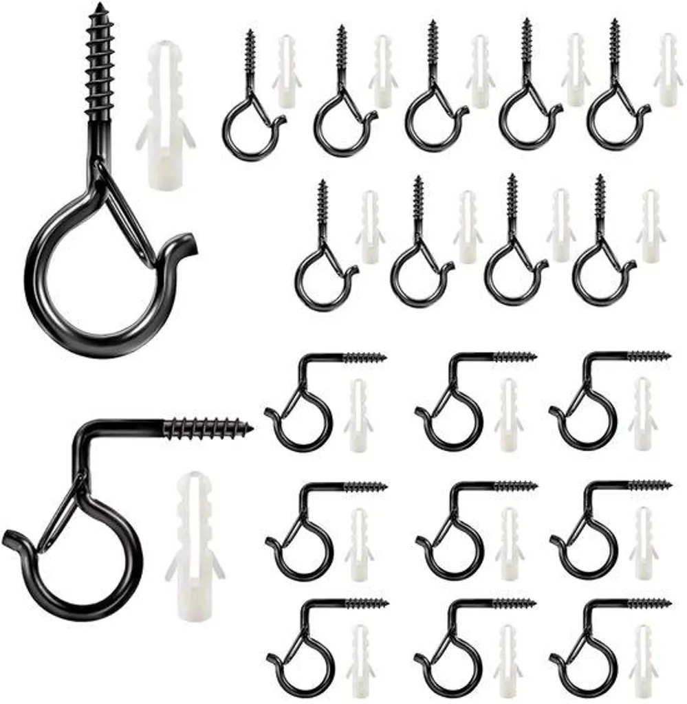 Crochets de Suspension Noirs M5 en Métal Renforcé - Lot de 20 Pièces