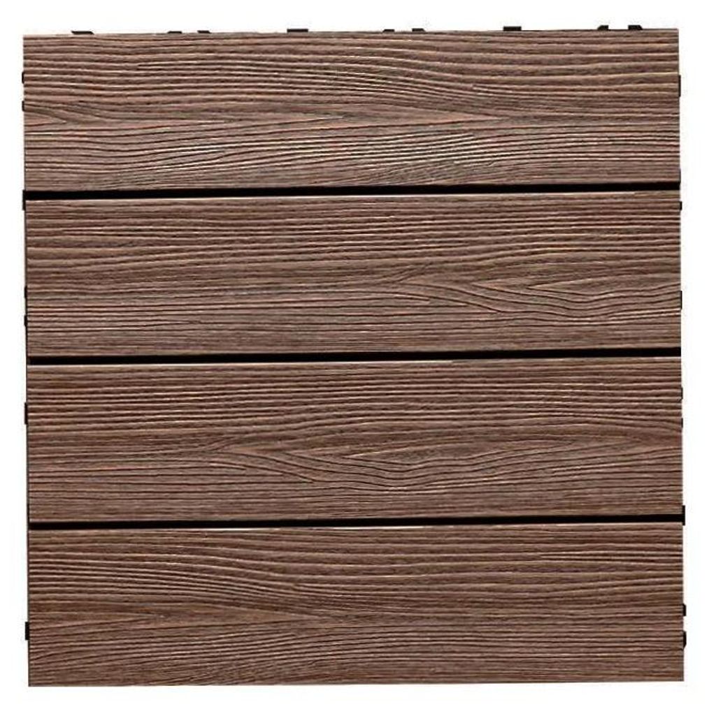 Outgarden Braun 21mm WPC Terrassenfliese Holzoptik, Coextrudiert Mit Klicksystem, Rutschfest Witterungsbeständig Leicht Zu Reinigen, Terrassenbela...