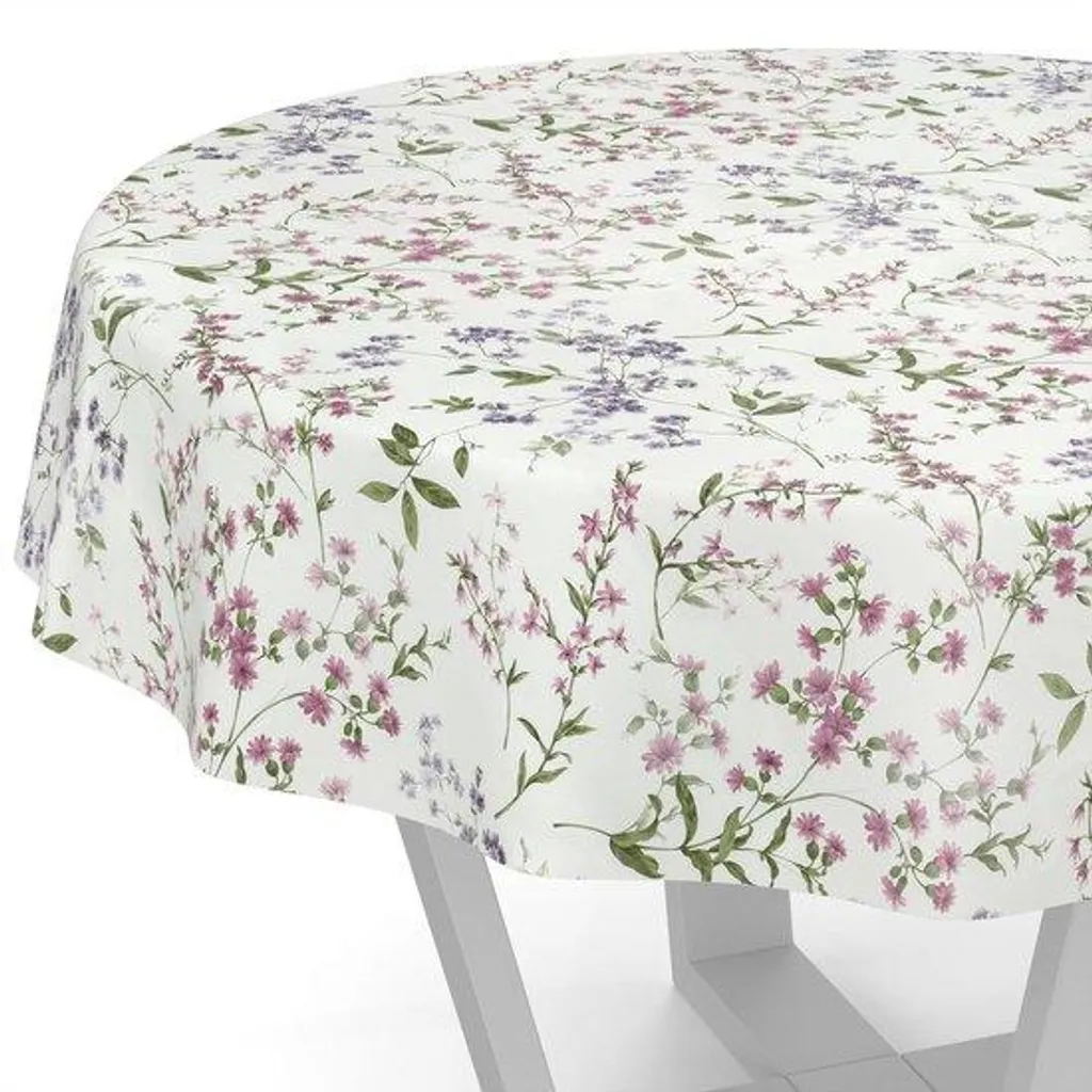 Nappe ronde 120 cm pour table de jardin, motif floral imperméable chic
