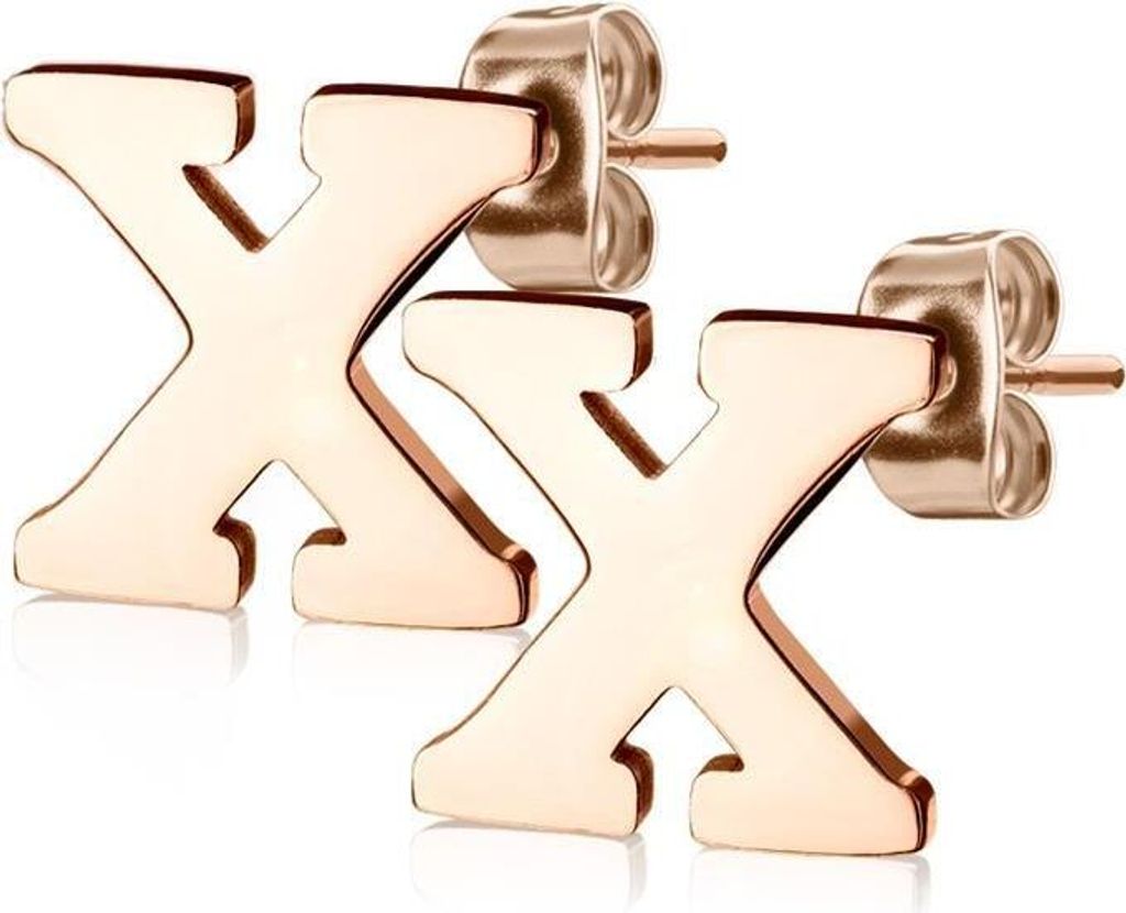 X Ohrstecker Buchstaben Rosegold aus Edelstahl Damen