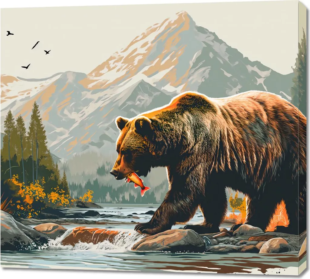 Quadro 100x90 cm Il Signore dei Torrenti di Montagna | Arte su Tela