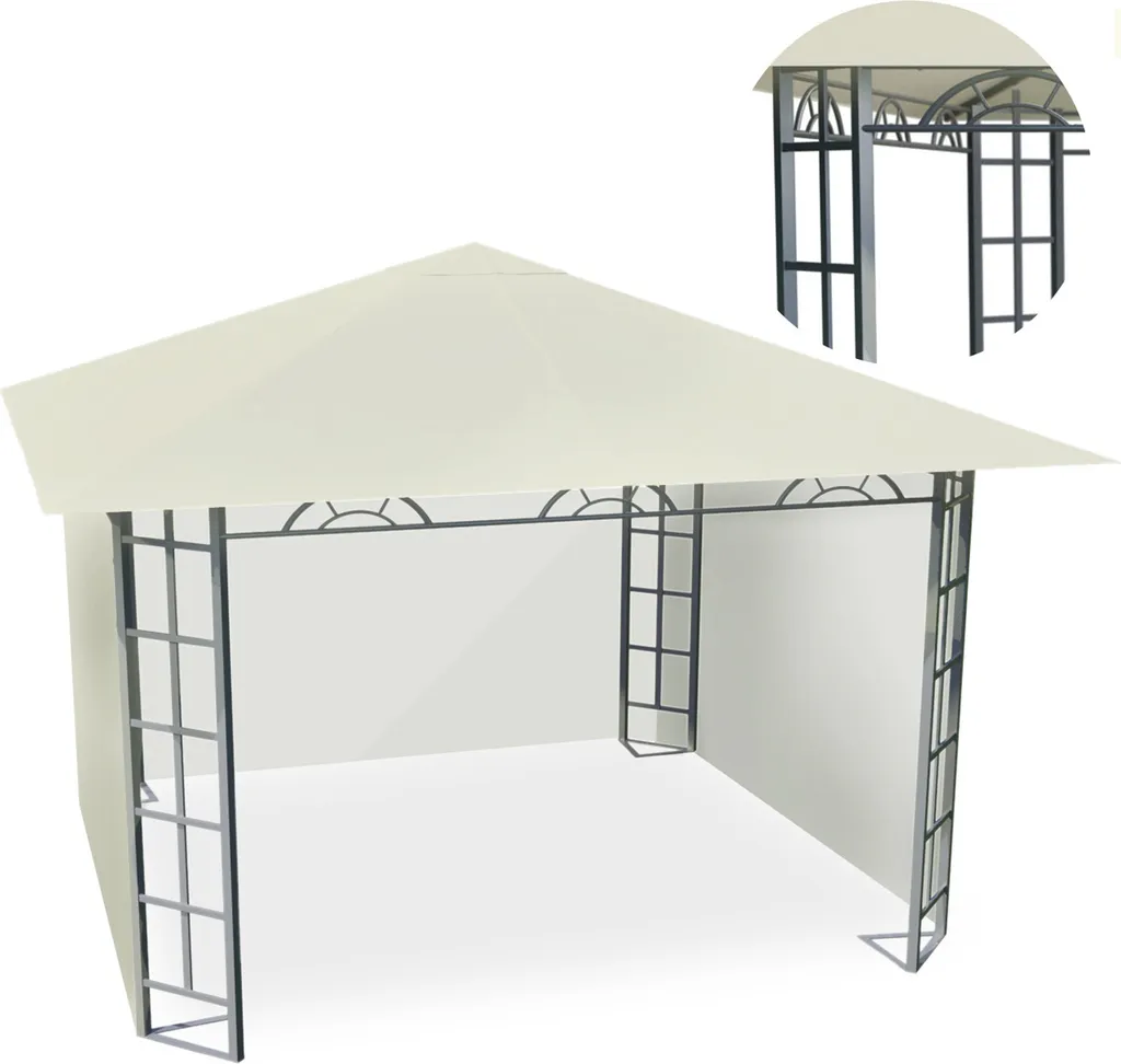 Pavillon de jardin beige 3x3m 4934 avec structure robuste en métal - 2