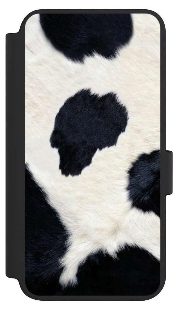NIVOCASE Klapphülle für Samsung Galaxy S23 Handyhülle aus Kunst Leder NIVOflip schwarz Animal-Look Animalprint Kuhfell