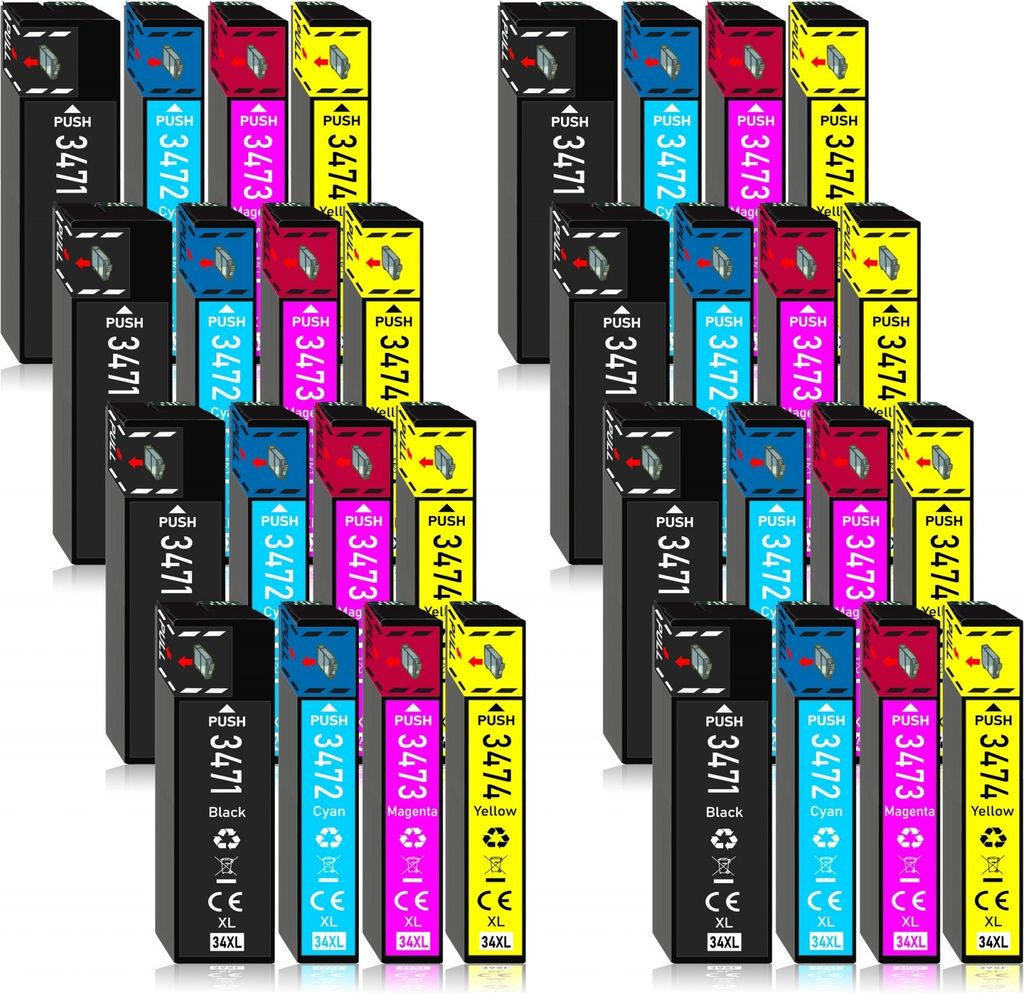 32er Pack Druckerpatronen 34 34XL kompatibel mit Epson WF-3725