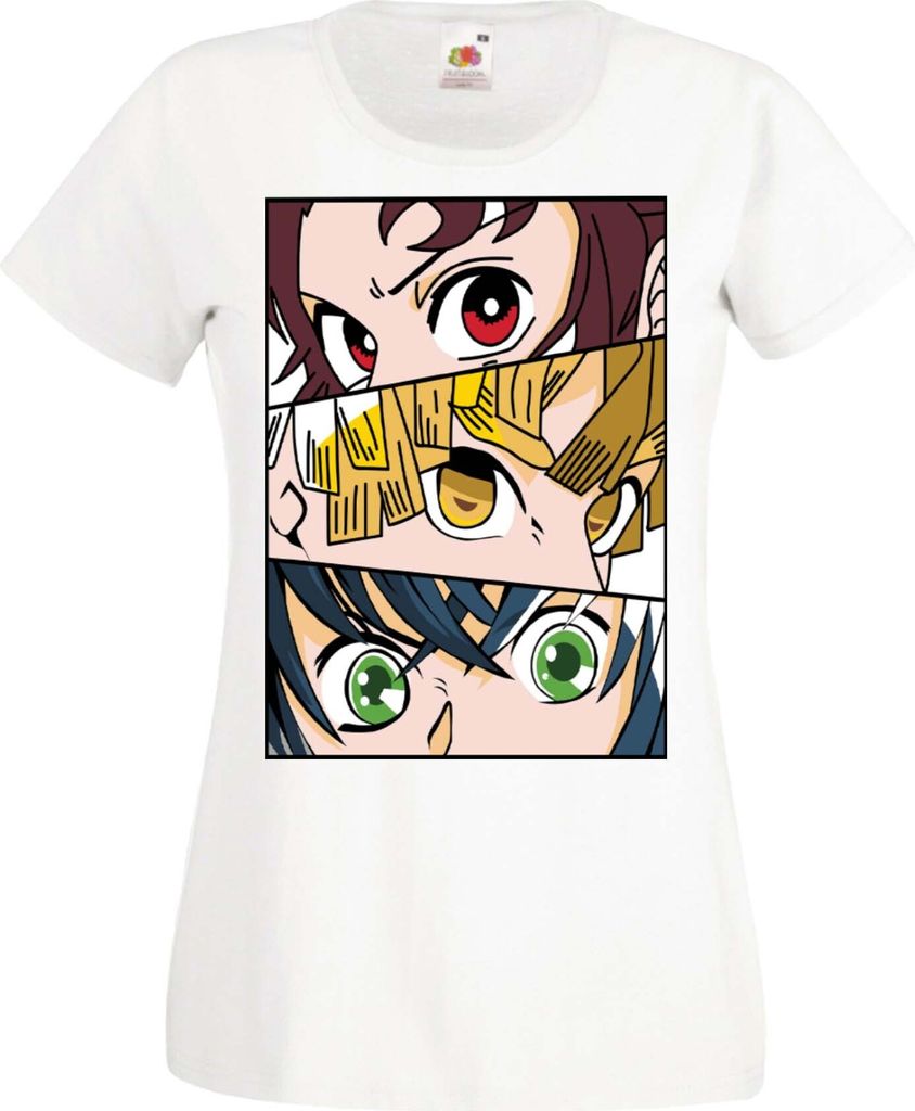 Damen T-Shirt Manga Anime Demon Anime Slayer Trio Iconic Trio, Lady XL / Weiß