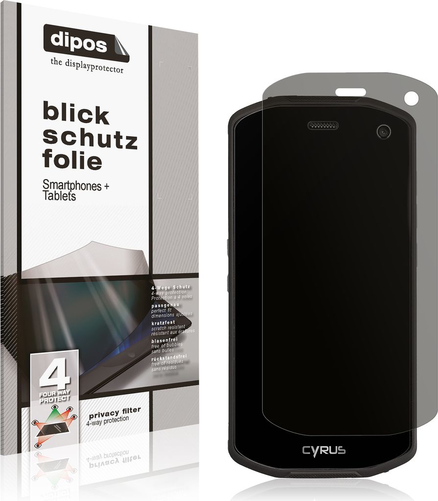 Blickschutzfolie für Cyrus CS28 Hipster Rev.2 matt Schutzfolie Folie Display Schutz dipos