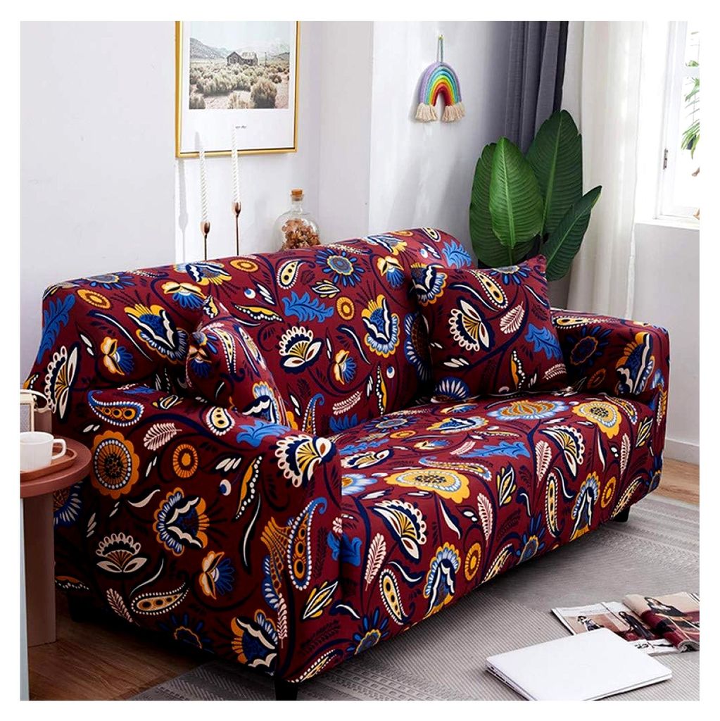 Sofabezug, Easy-Going Stretch Rutschfeste Sofaabdeckung mit Ethnischem Blumenmuster Jacquard für das Wohnzimmer, Elastische Eckcouchabdeckung für...