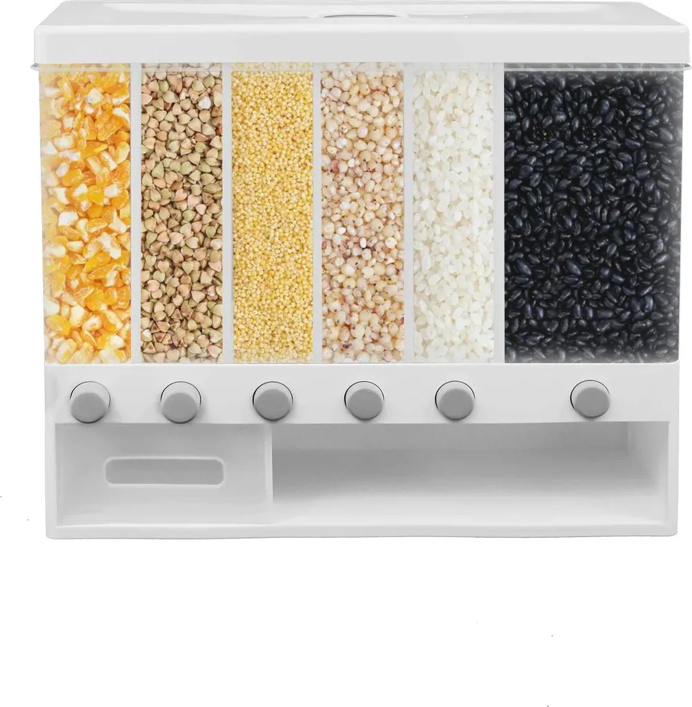 Boîte de stockage pour riz et céréales 6 sections jaune clair de 1,7 kg