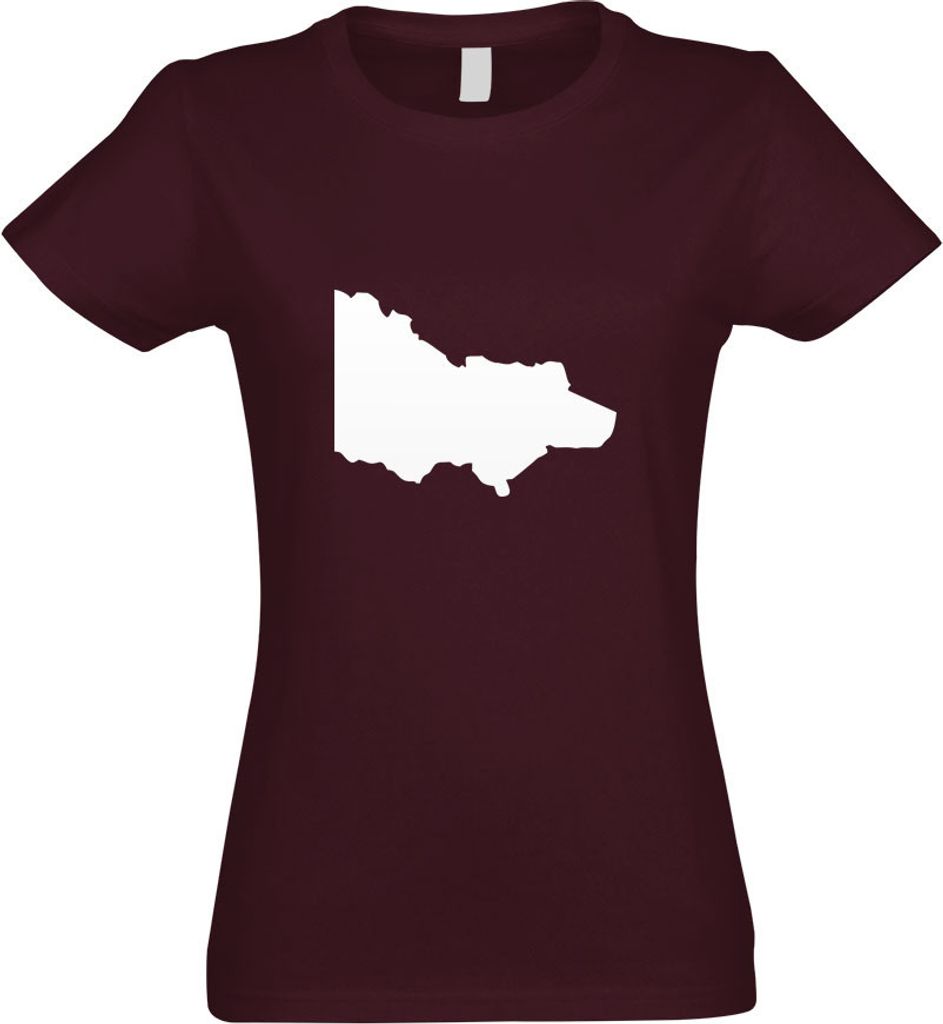 Kiwistar - T-Shirt tailliert - Damen - Burgund - Victoria - Australien - State - mit Motiv Bedruckt - Funshirt Design - Sport - Freizeit - Damen - S