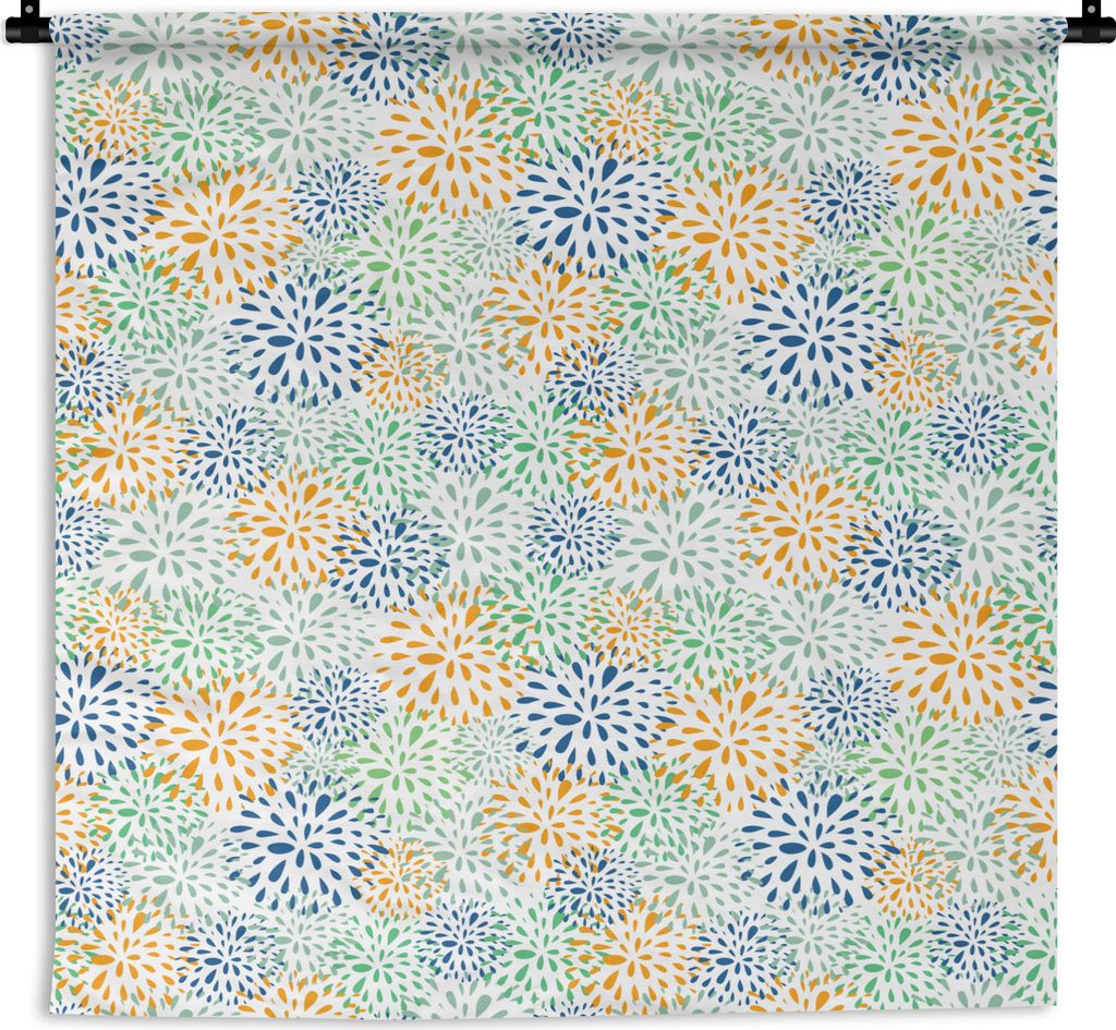 MuchoWow Wandteppich Wandbehang Feuerwerk - Blumen - Regenbogen - Muster 120x120 cm Tapisserie Dekoration Wandtuch - Modern - Baumwollgewebe