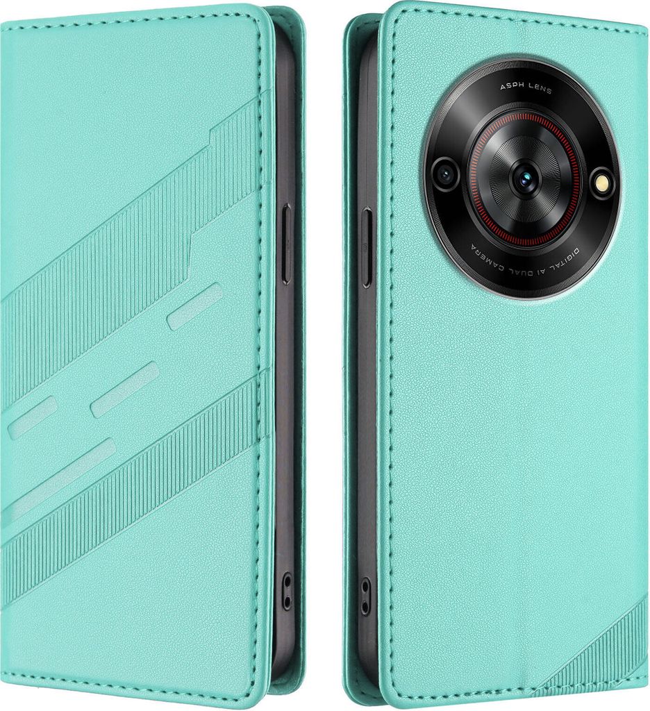 Hülle für ZTE Blade A75 5G, Kunstleder Brieftaschen Handyhülle mit Kartenfach und Standfunktion Türkis