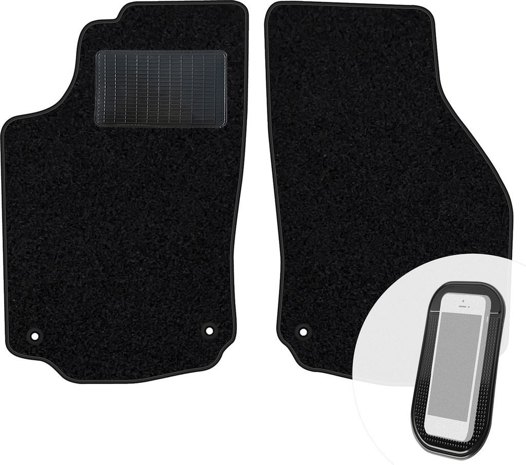 moto-MOLTICO Vorne Fußmatten Auto Velours Autoteppiche Schwarz Automatten Set 2-teilig passend für Opel Combo C 2001–2011