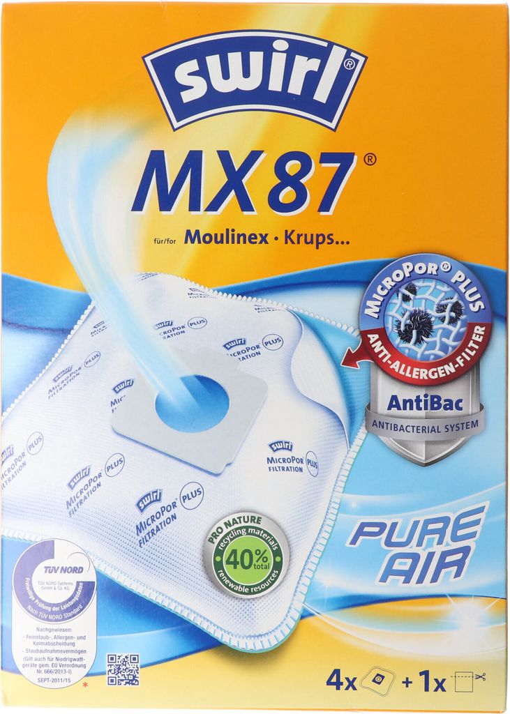 Swirl Staubsaugerbeutel MX87 MicroPor Plus für Moulinex und Produktbild 