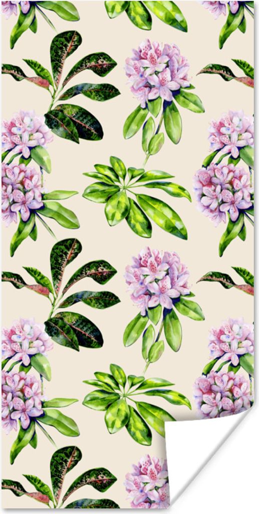 MuchoWow Poster Hortensien - Pflanzen - Muster 75x150 cm - Dekoration für die Wände