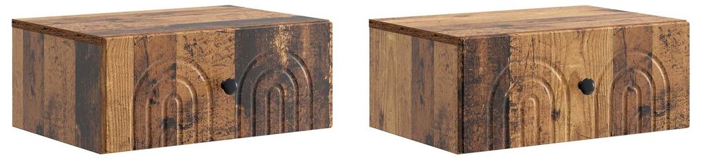 vidaXL Wandmontierter Nachttisch 2 pcs Altholz 49 x 34,5 x 20 cm