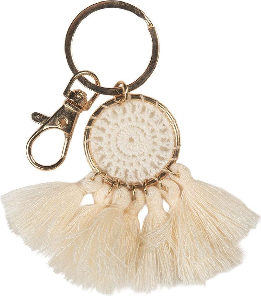 Clayre & Eef Schlüsselanhänger 7 cm Beige Synthetisch
